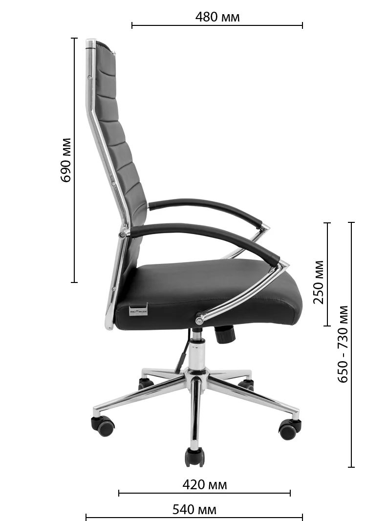 Кресло офисное Richman Малибу Хром M-1 Tilt черный (RCM-1064) - фото 8