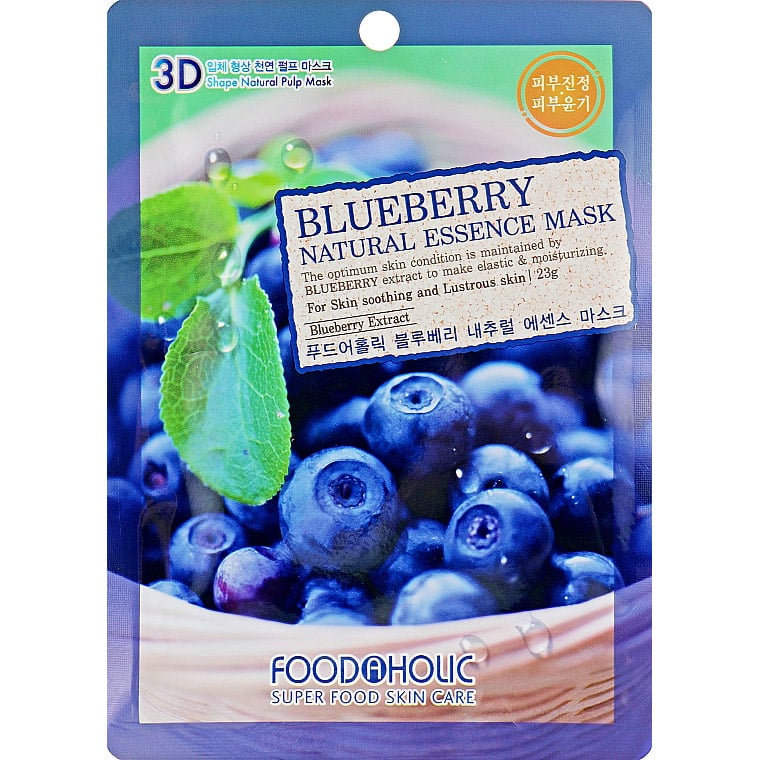 Тканевая 3D-маска для лица Food A Holic Natural Essence Mask Blueberry Черника, 23 г - фото 1