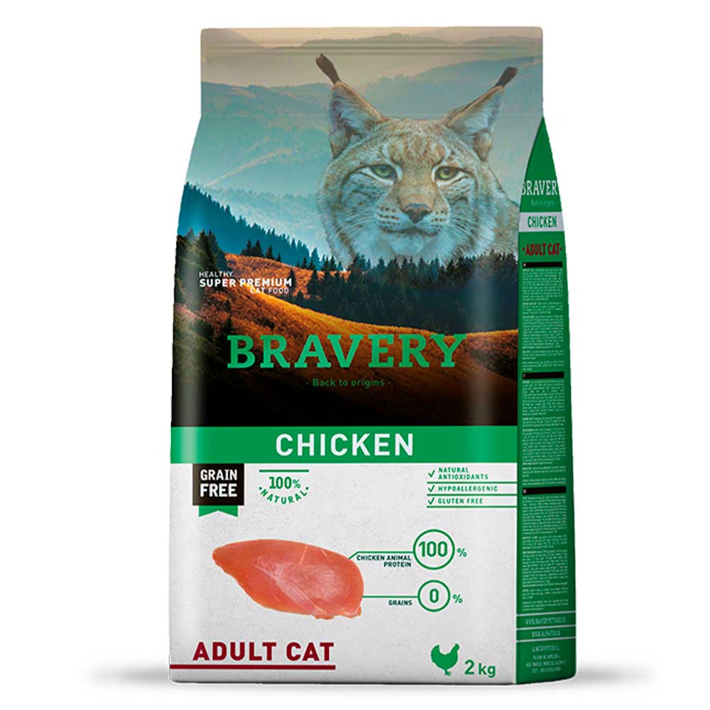 Сухий корм для котів Bravery Chicken Adult Cat, з куркою, 2 кг (7616 BR CHIC_2KG) - фото 1