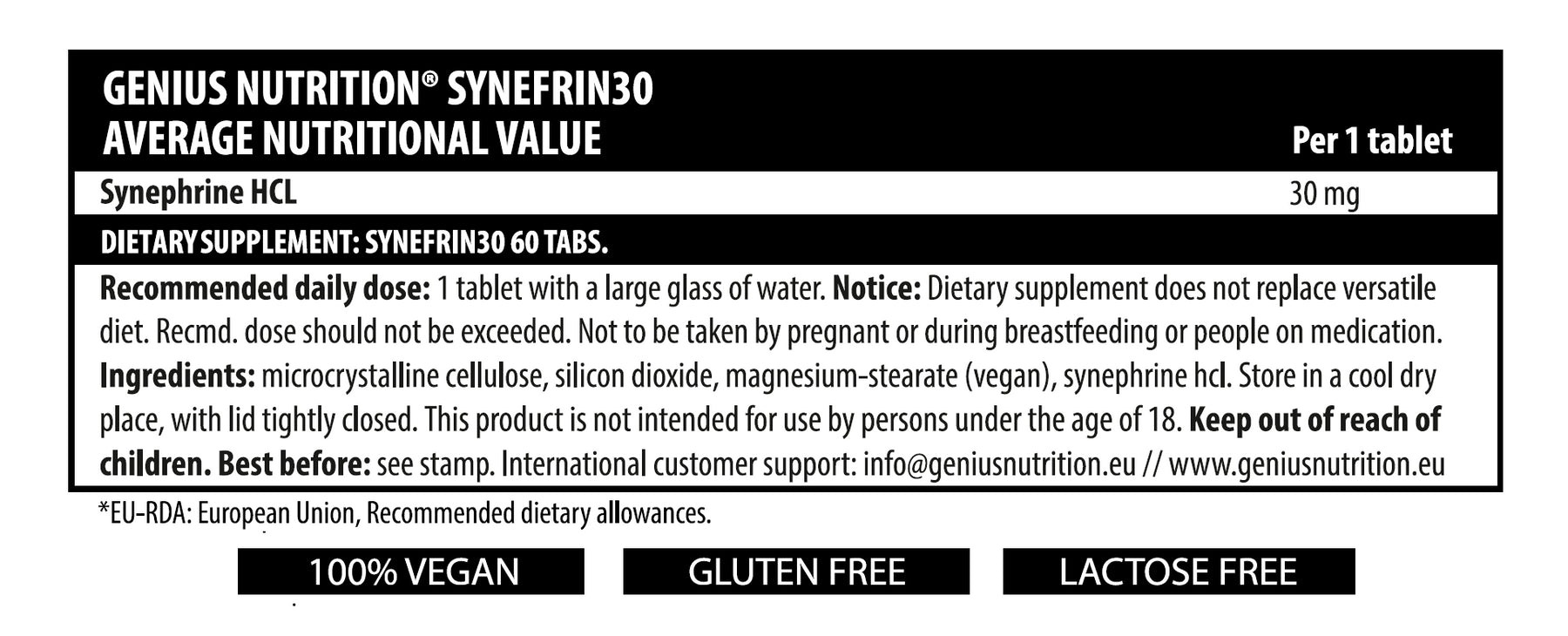 Натуральна добавка Genius Nutrition Synefrin 30 60 таблеток - фото 2