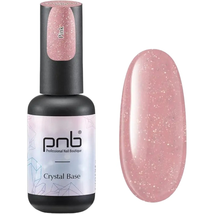 Блестящая база PNB UV/LED Crystal Base pink светоотражающая 8 мл - фото 1