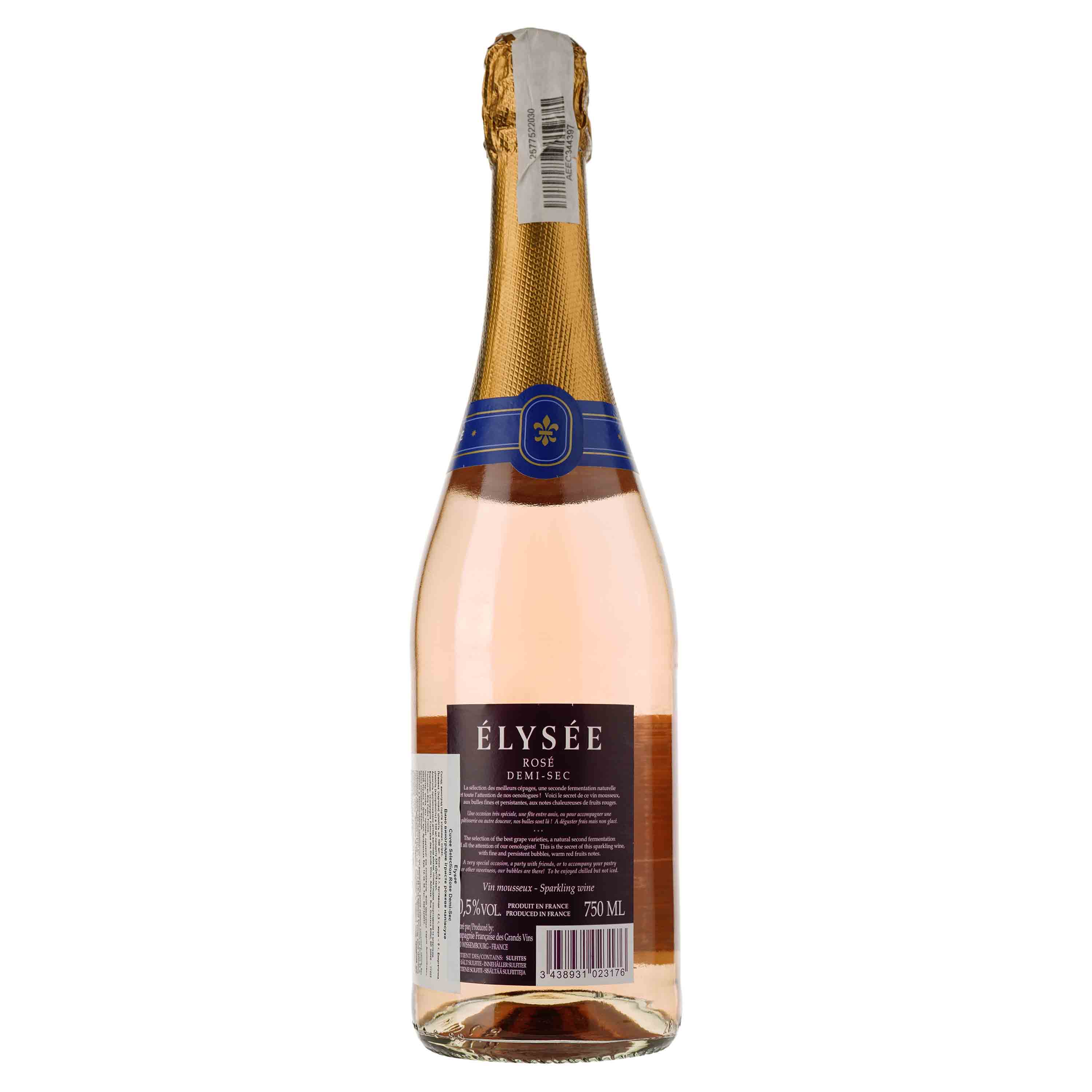 Вино игристое Elysee Cuvee Selection Rose Demi-Sec, розовое, полусухое, 0,75 л - фото 2