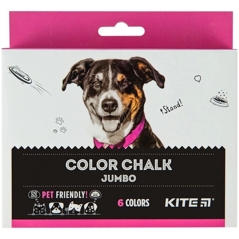 Крейда кольорова Kite Dogs Jumbo 6 шт. (K22-073) - фото 1