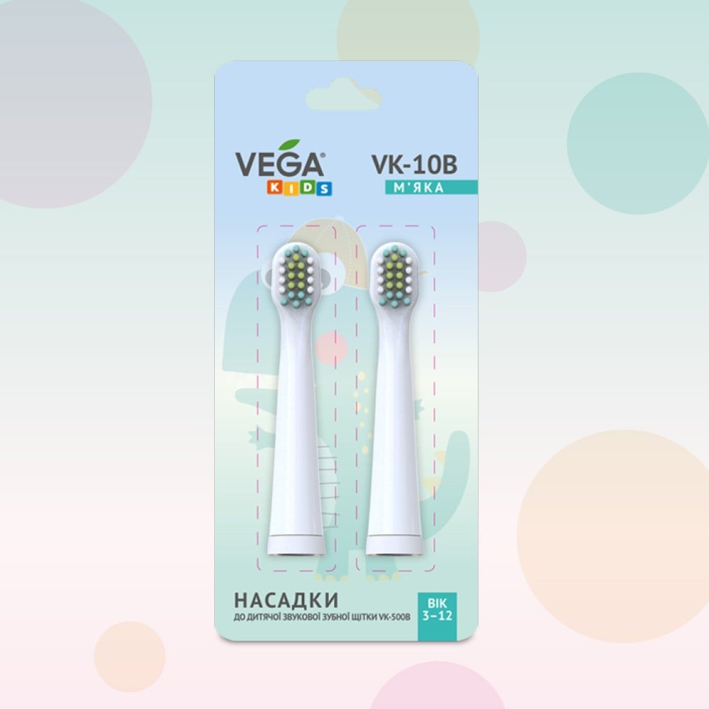 Насадки Vega Kids VK-10B до дитячої звукової зубної щітки VK-500B бірюзові - фото 2