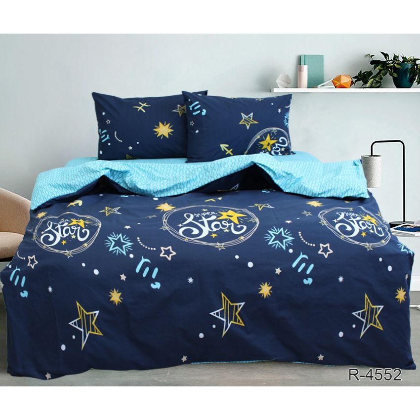 Комплект постільної білизни TAG Tekstil 2-спальний Синій 000163449 (R4552) - фото 1