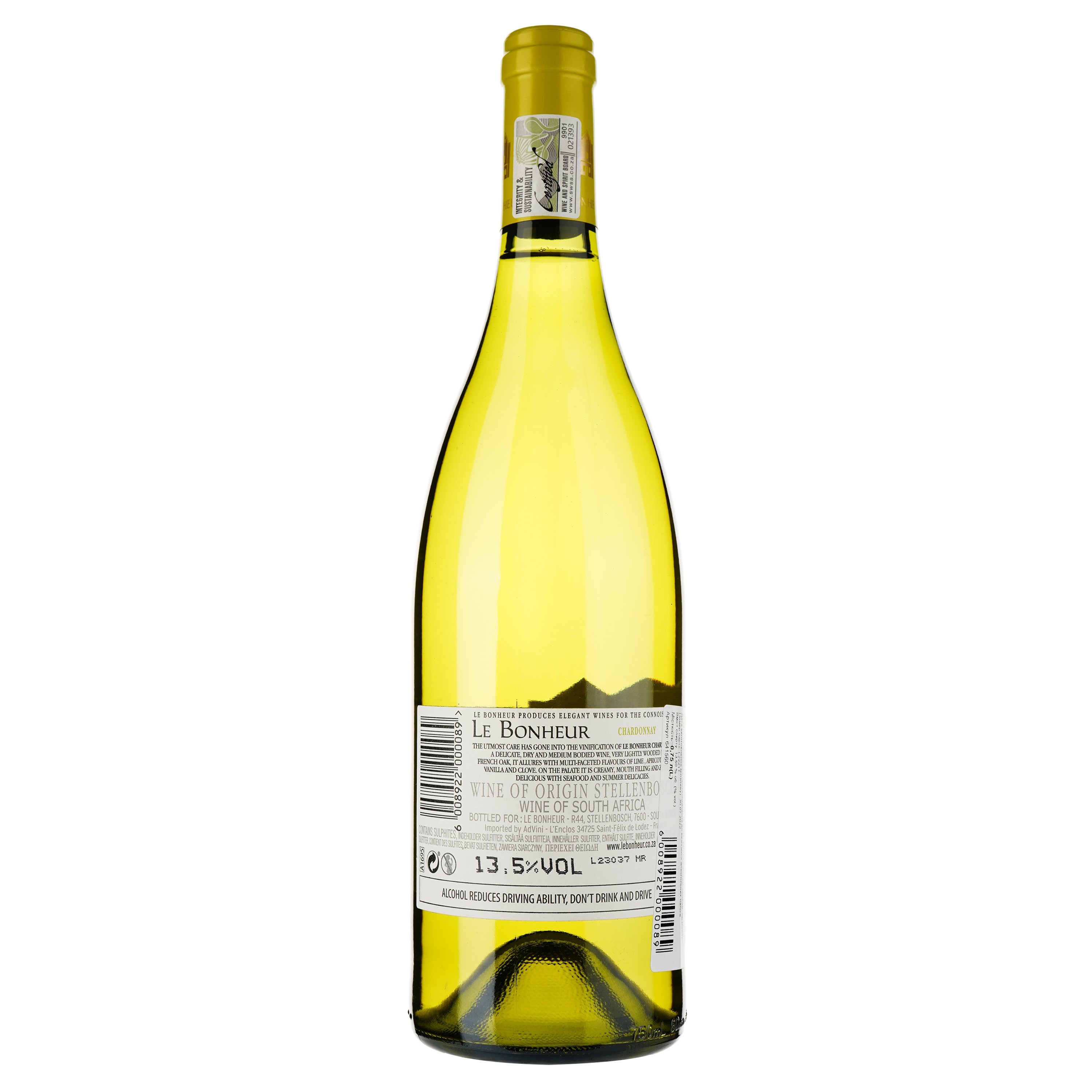 Вино Le Bonheur Chardonnay 2022 біле сухе 0,75 л - фото 2