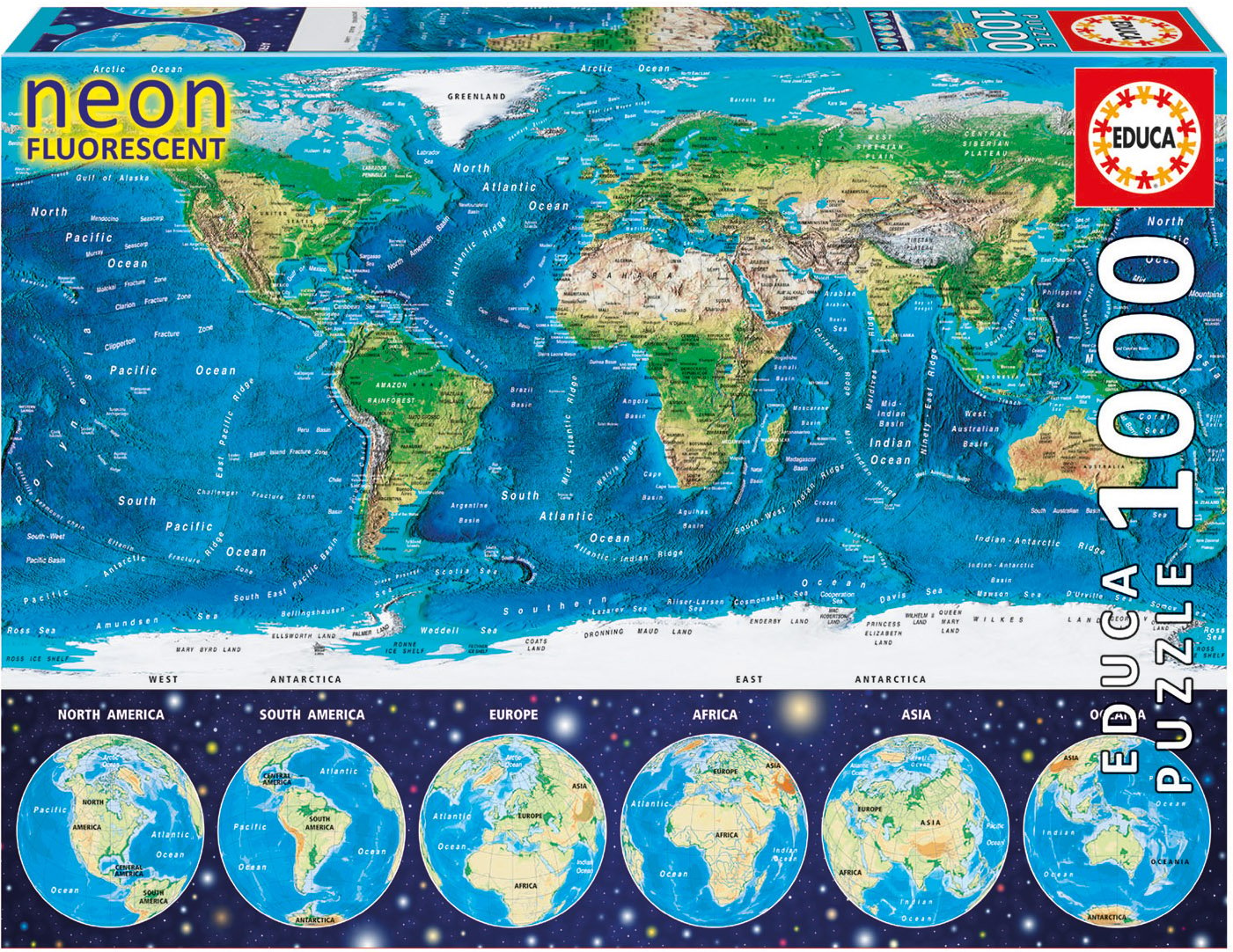 Пазл Educa Неон Карта мира, 1000 элементов (16760) - фото 1