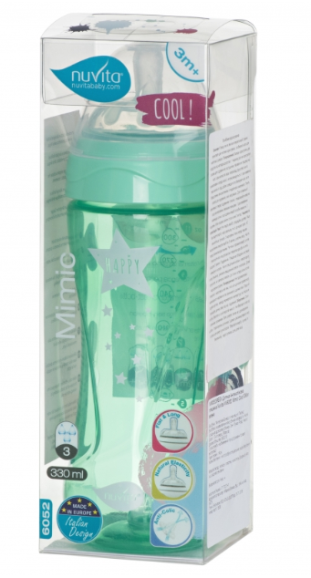 Бутылочка для кормления Nuvita Mimic Cool, антиколиковая, 330 мл, зеленый (NV6052GREEN) - фото 3