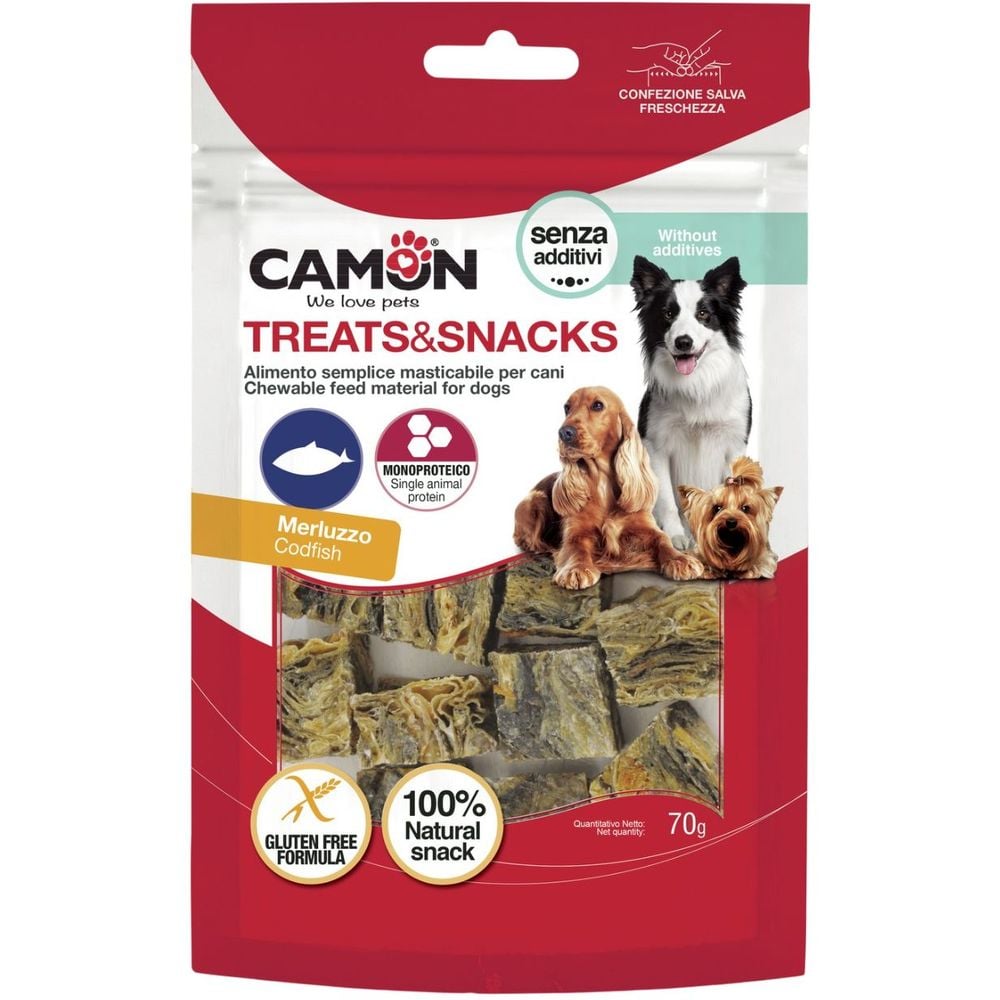 Лакомство для собак Camon Treats & Snacks Кубики из кожи трески 70 г - фото 1