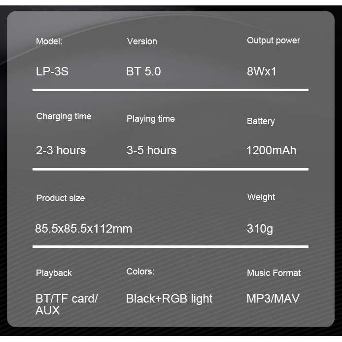 Портативна колонка ретро Kisonli LP3S PLUS Bluetooth 1200 mAh 8 Вт Black - фото 10