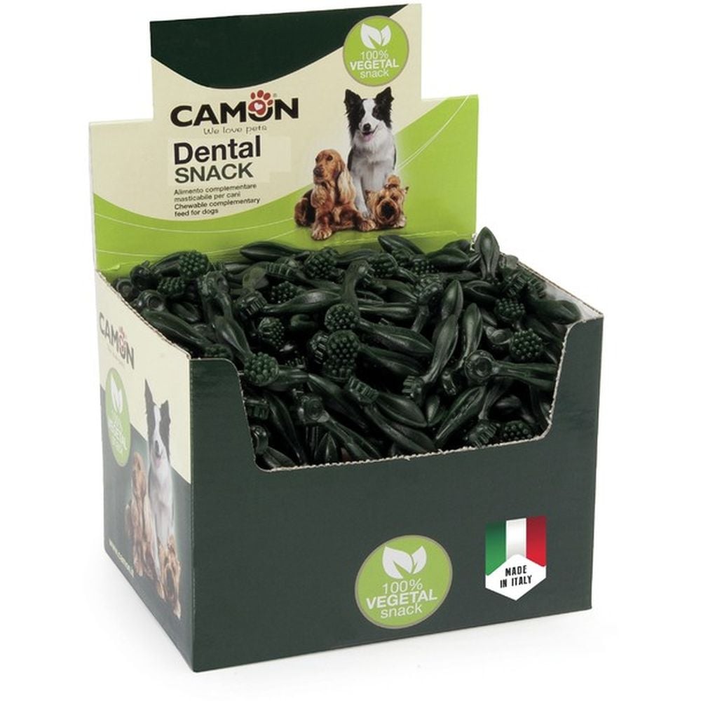 Стоматологічні ласощі для собак Camon Овочеві ласощі у формі зубної щітки 37 г зелені - фото 3