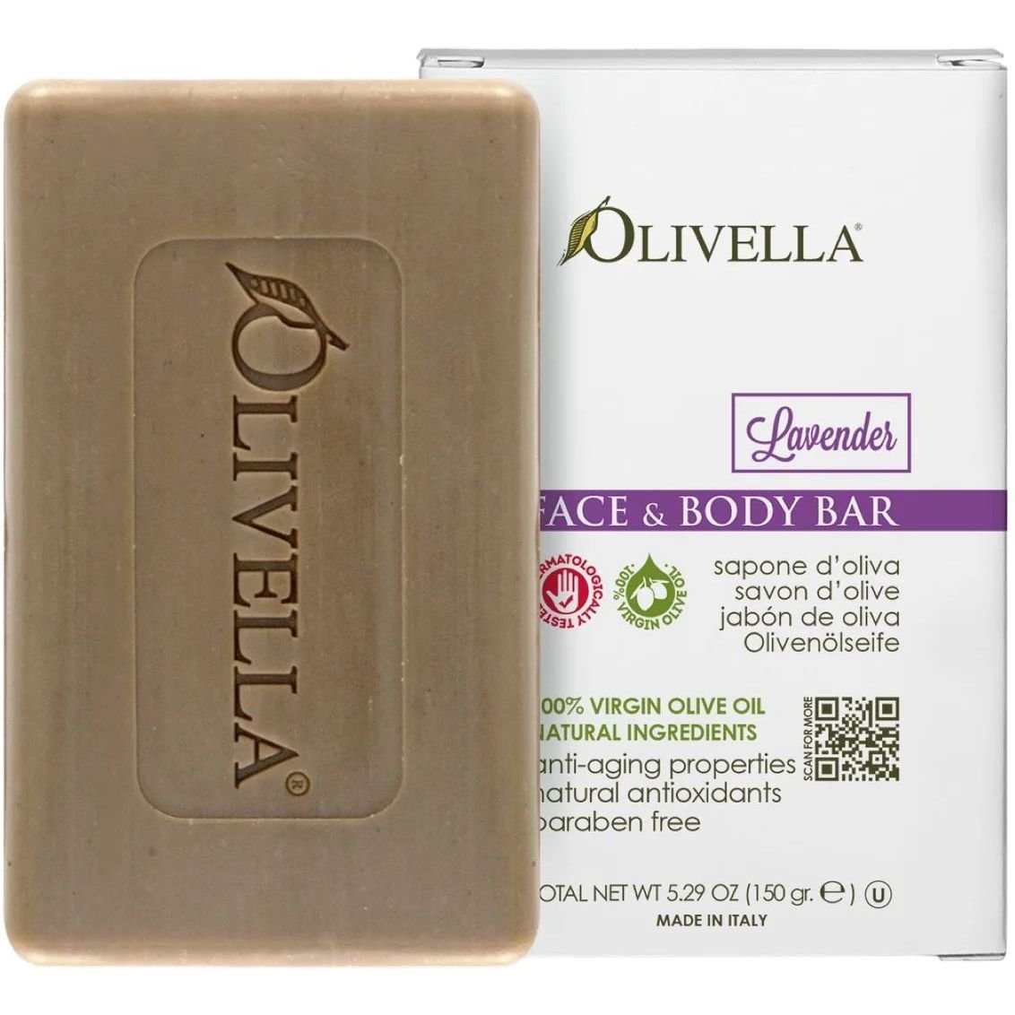 Мыло для лица и тела Olivella Лаванда на основе оливкового масла, 150 г - фото 1