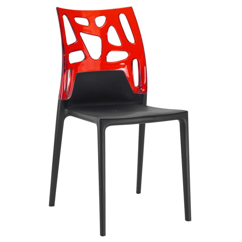Стул Papatya Ego-Rock, черное сиденье, верх прозрачно-красный (388573) - фото 1