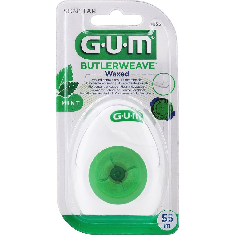 Зубная нить GUM Butlerweave Mint Waxed мятная вощеная 55 м - фото 1