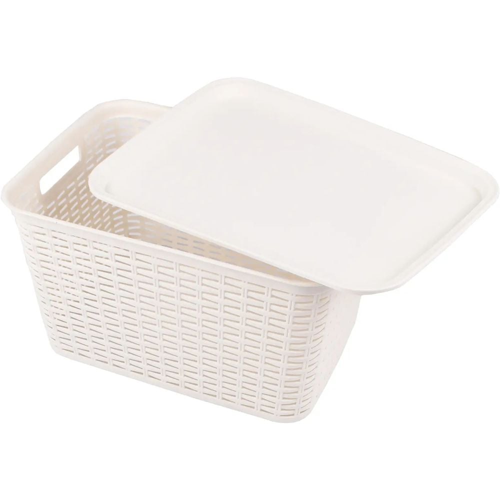Універсальний пластиковий кошик Supretto для білизни з кришкою білий 20 л (82970001) - фото 3