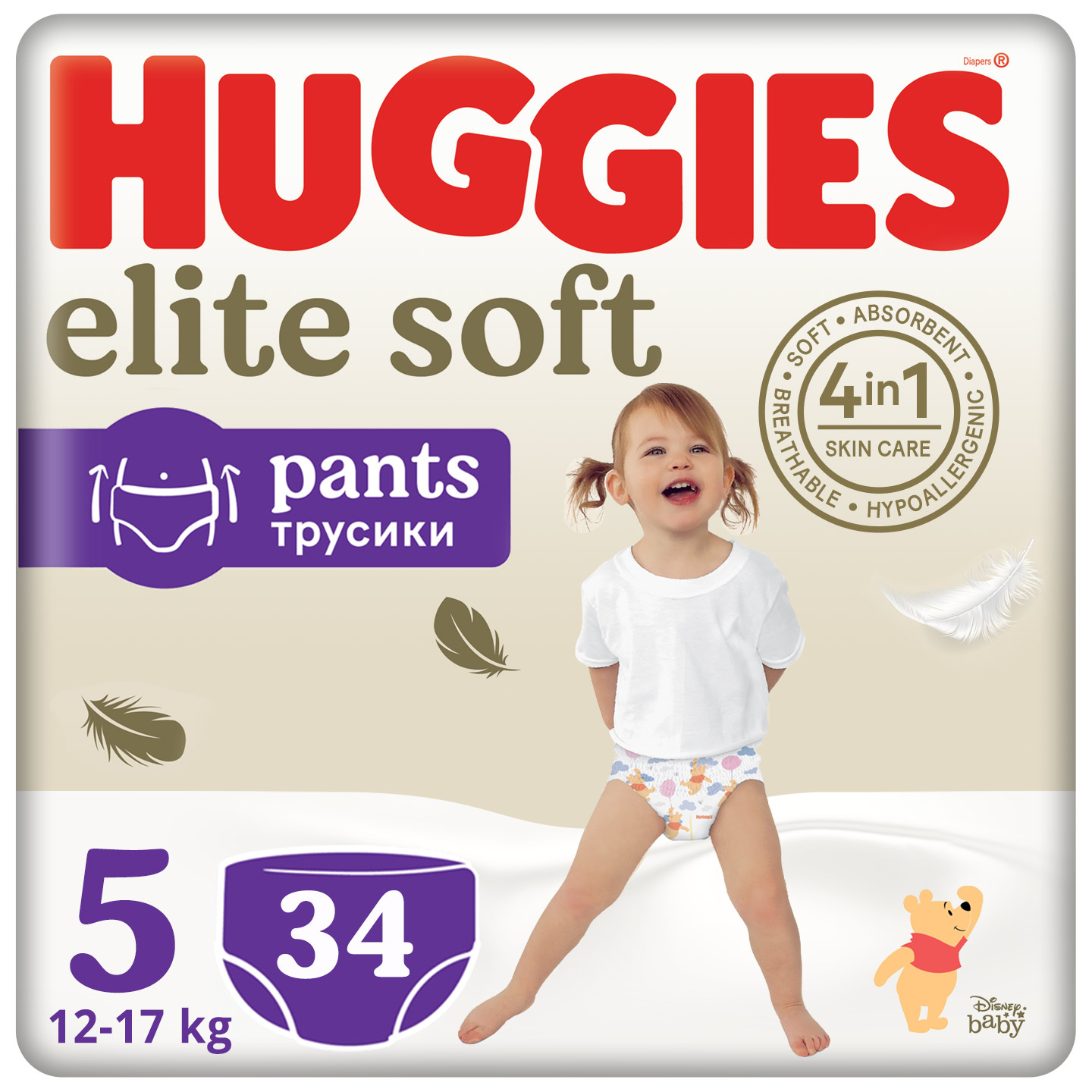 Подгузники-трусики Huggies Elite Soft Pants 5 (12-17 кг), 34 шт. - фото 1