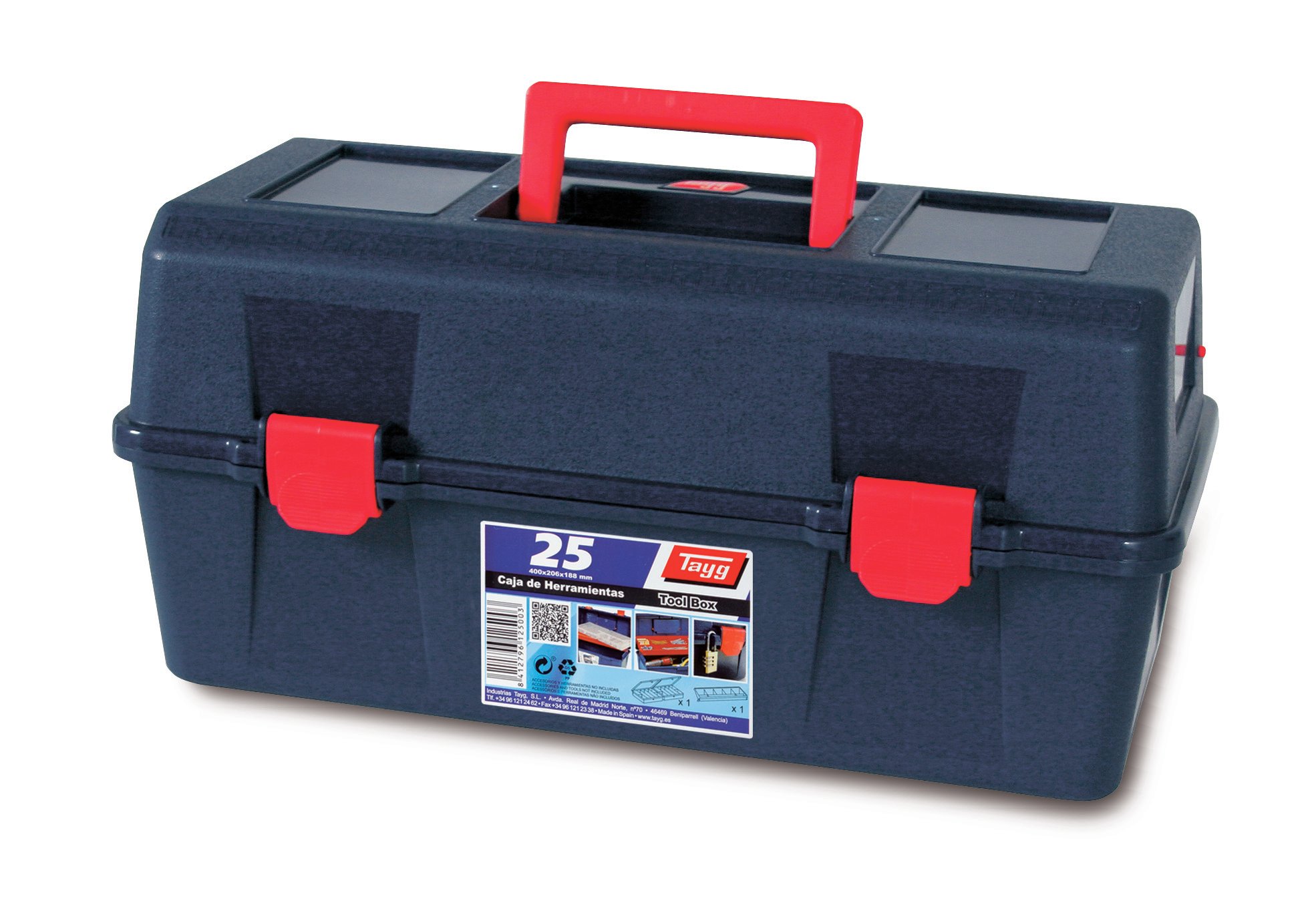 Ящик пластиковий для інструментів Tayg Box 25 Caja htas, з 2 органайзерами, 40х20,6х18,8 см, синій (125003) - фото 1