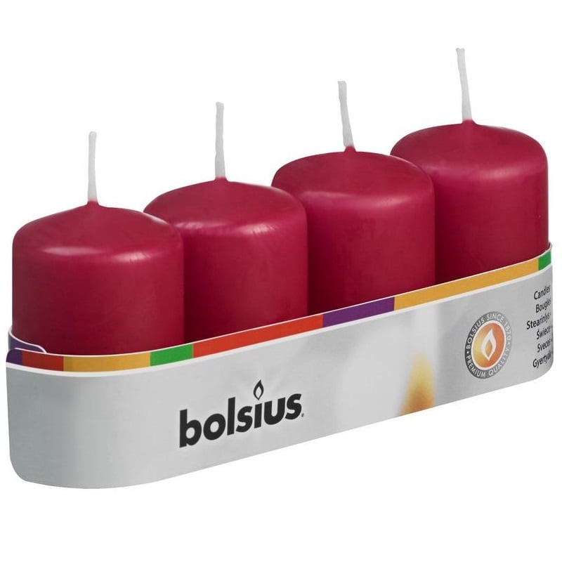 Свеча Bolsius столбик, 6х4 см, бордовый, 4 шт. (566744) - фото 1