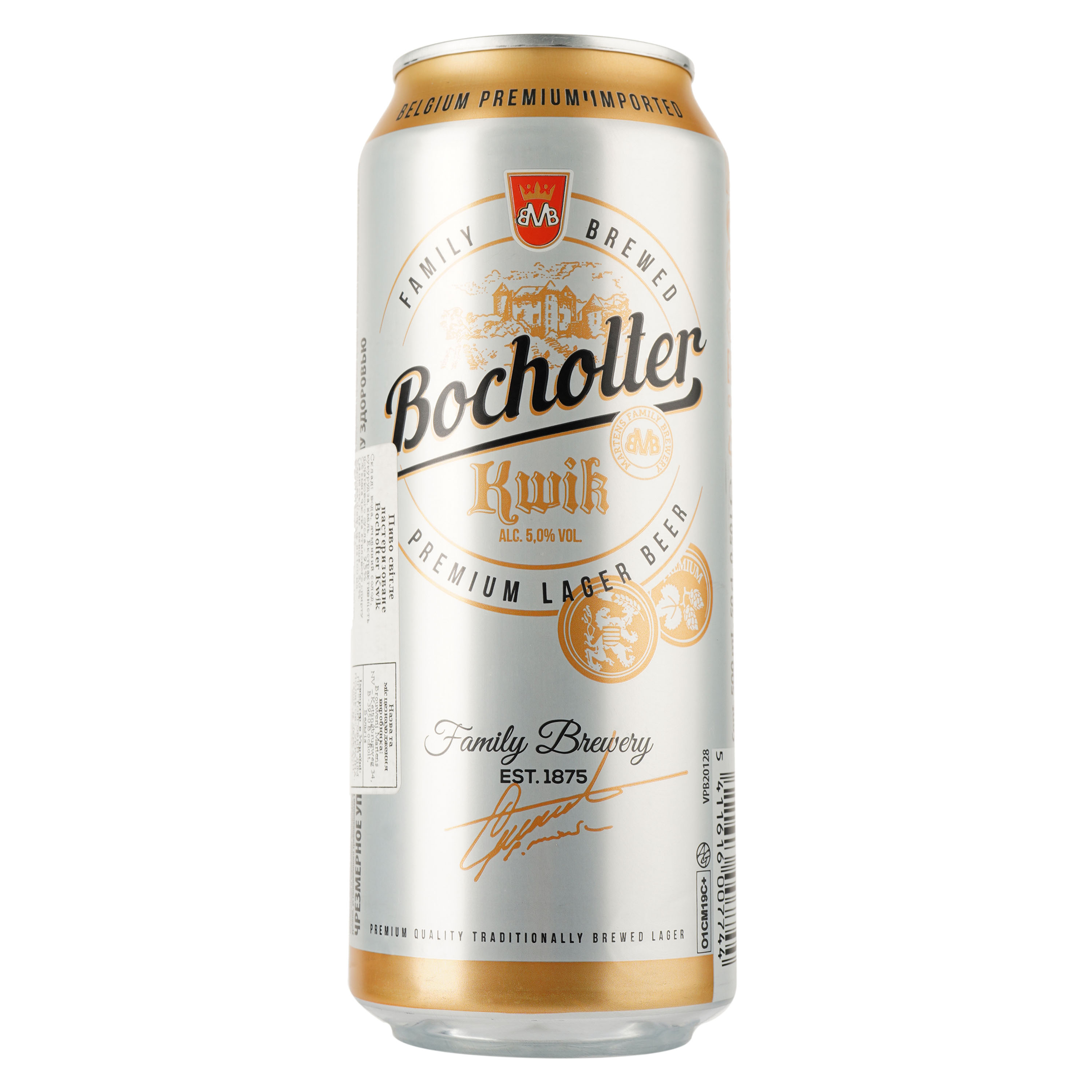Пиво Bocholter Kwik, светлое, фильтрованное, 5%, ж/б, 0,5 л - фото 1