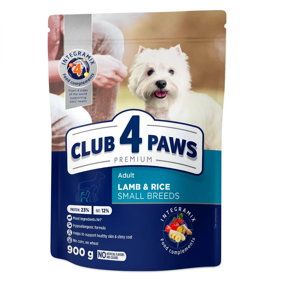 Сухой корм для собак малых пород Club 4 Paws Premium, ягненок и рис, 0,9 кг (B4520911) - фото 1