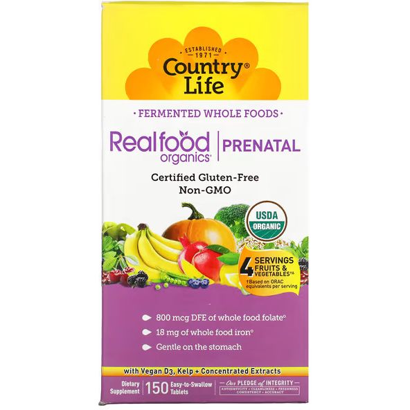 Витаминно-минеральный комплекс для беременных Country Life Realfood Organics Prenatal 150 таблеток - фото 2