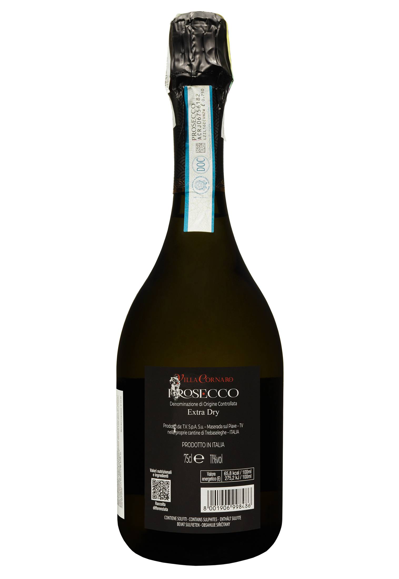 Вино игристое Prosecco Villa Cornaro DOC Extra Dry белое сухое 0.75 л - фото 2