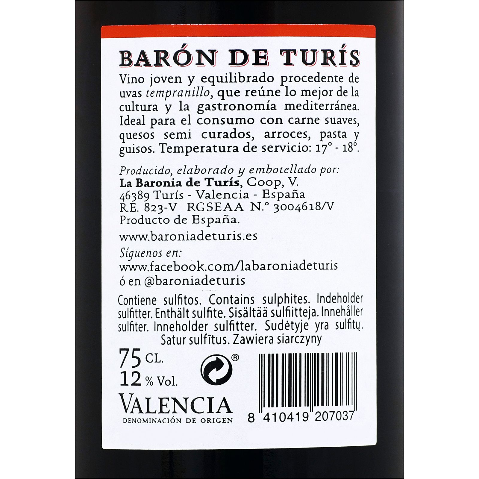 Вино Baron de Turis Red DOP Valencia 2022 красное сухое 0.75 л - фото 2