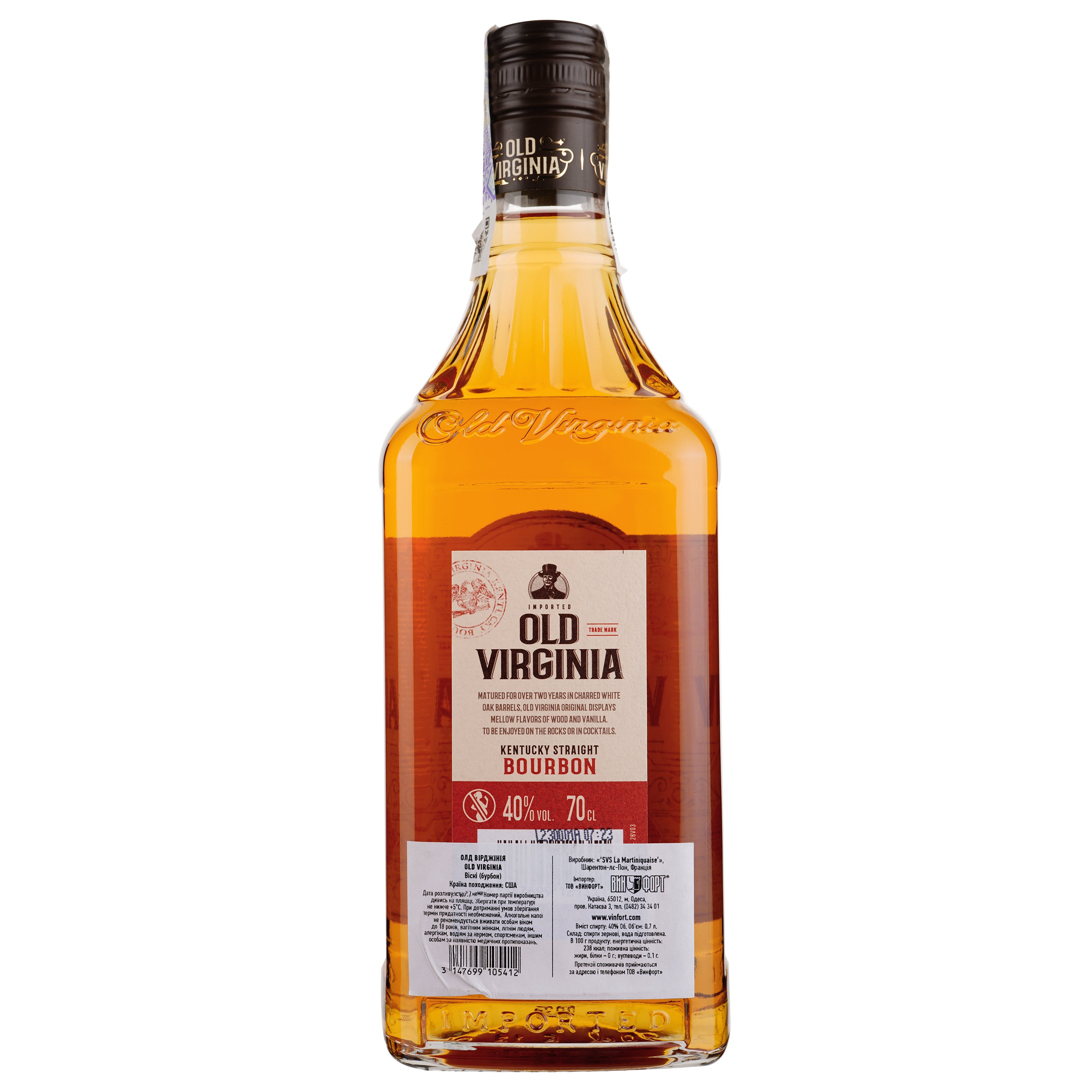 Віскі Old Virginia Kentucky Straight Bourbon Whiskey 40% 0.7 л - фото 2