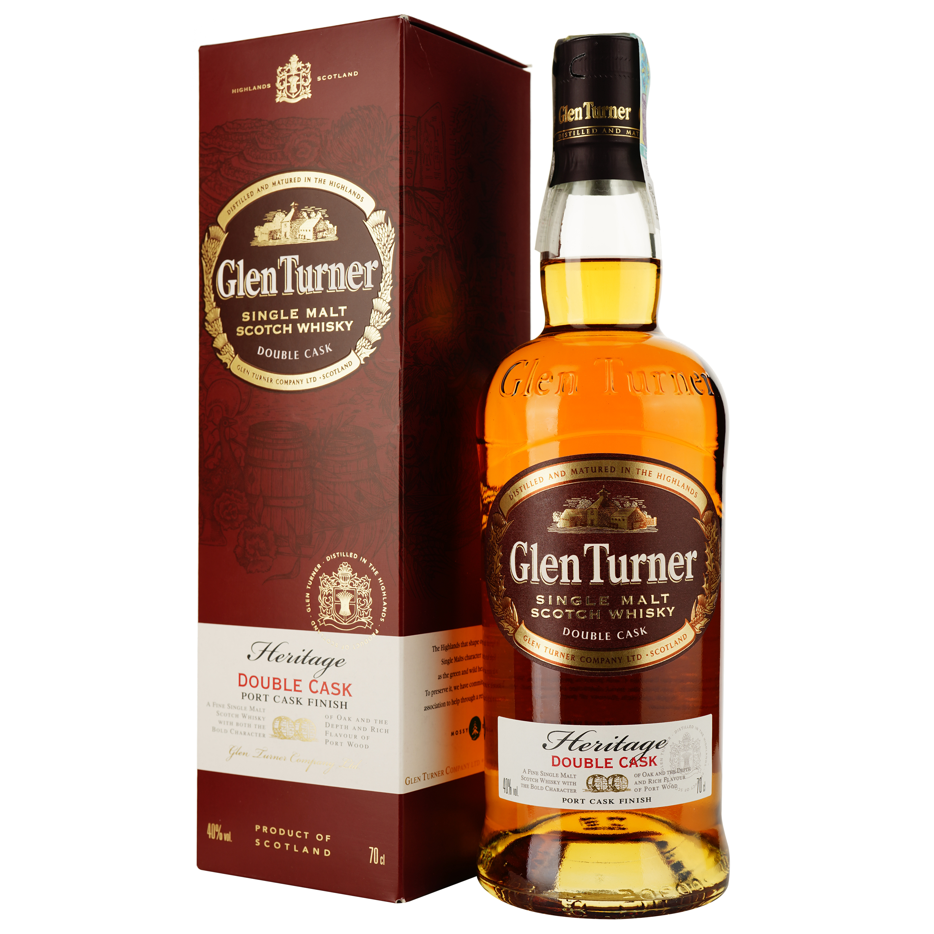 Виски Glen Turner Heritage Double Cask Single Malt Scotch Whisky 40% 0.7 л, в подарочной упаковке - фото 1
