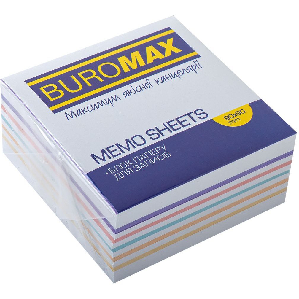 Блок паперу для нотаток Buromax Веселка непроклеєний 90х90х40 мм різнобарвний (BM.2245) - фото 1