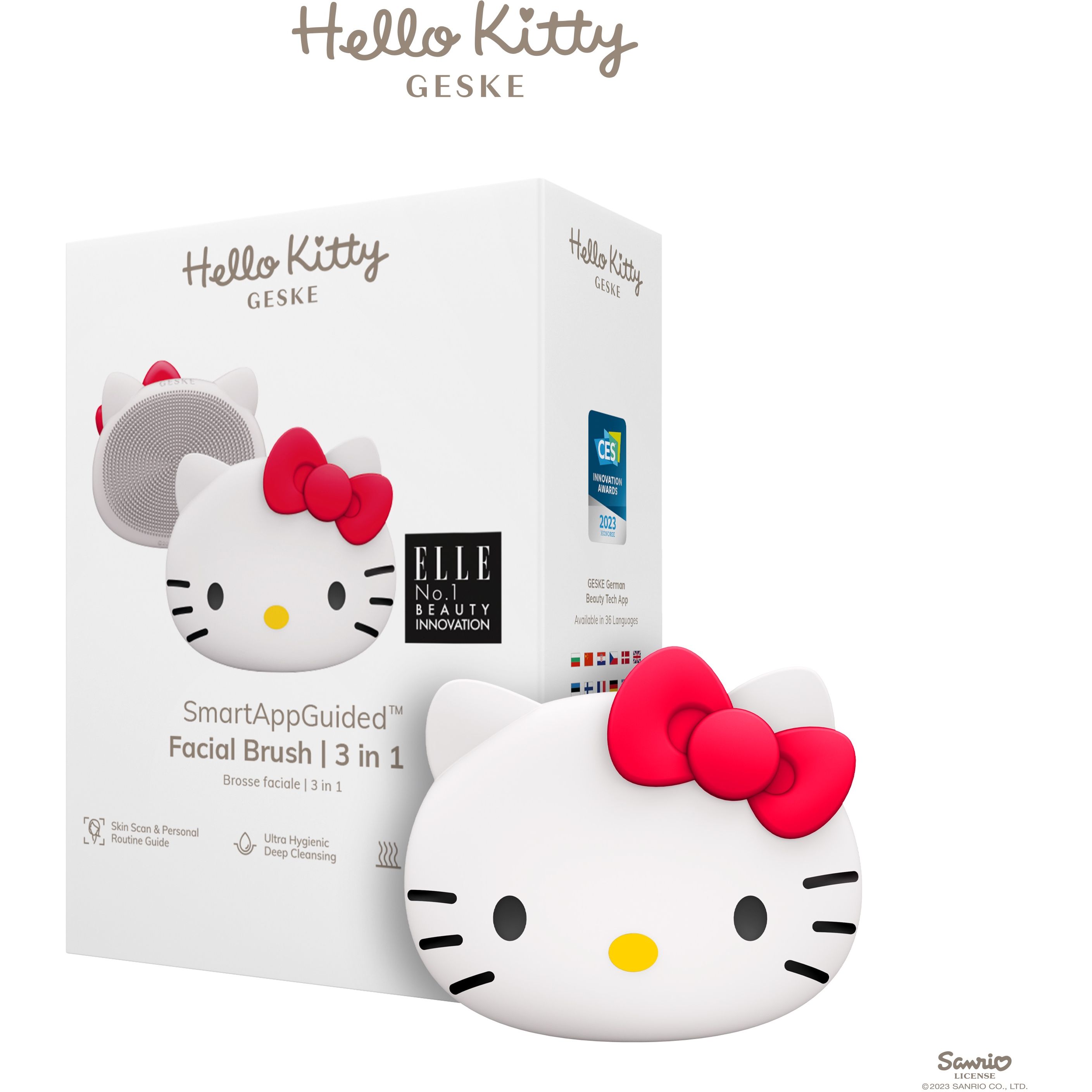 Щітка для обличчя GESKE Facial Brush З в 1 by Hello Kitty пудрова - фото 1