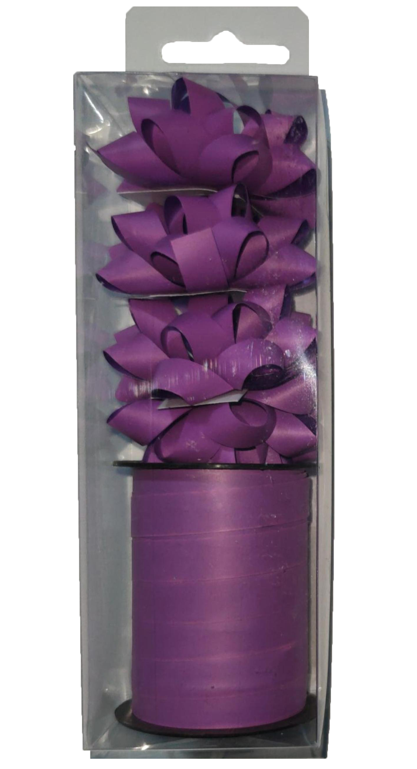 Упаковочный набор Offtop, оберточная лента 10 м и бантик 4 шт., фиолетовый (832968) - фото 1