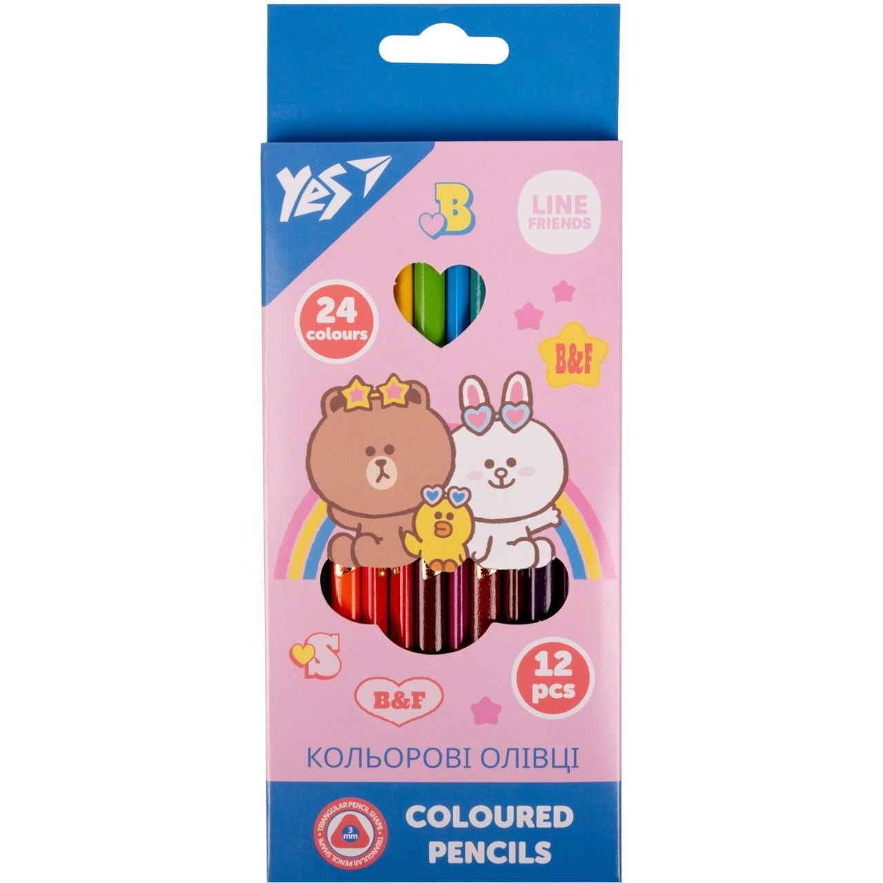 Карандаши цветные Yes Line Friends, двусторонние, 12 шт., 24 цвета (290713) - фото 1
