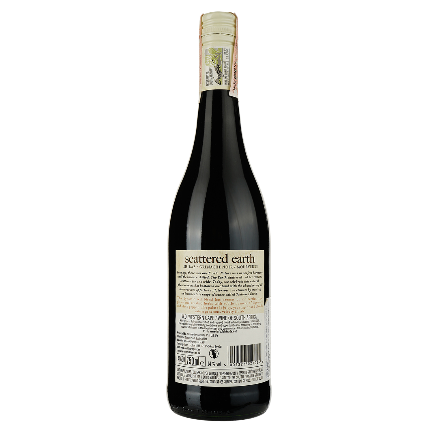 Вино KWV Scattered Earth Shiraz, Grenache, Mourvedre, красное, сухое, 11-14,5%, 0,75 л - фото 2