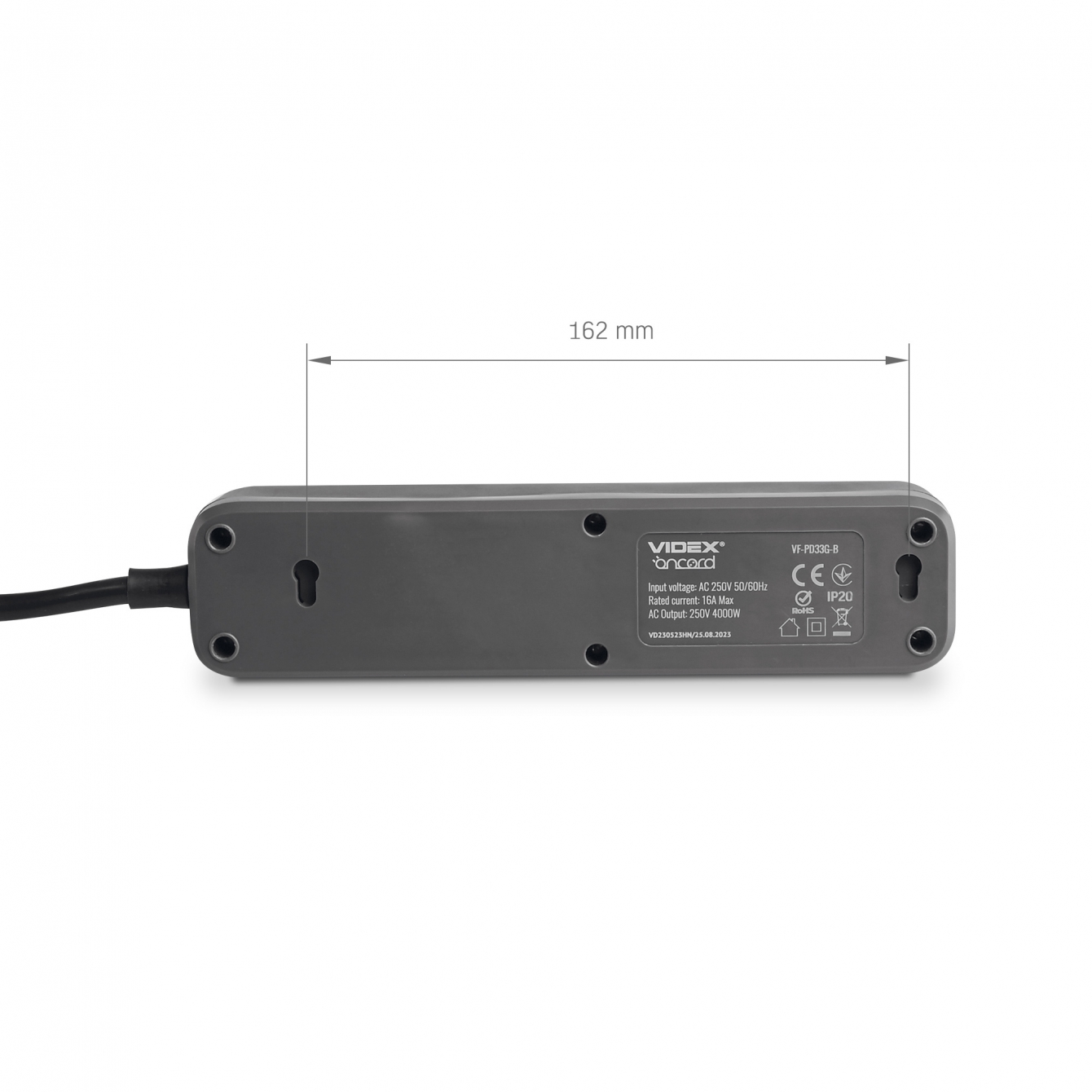 Мережевий подовжувач Videx Oncord з кнопкою з/з 3п 3 м 3x1.5 мм black (VF-PD33G-B) - фото 10
