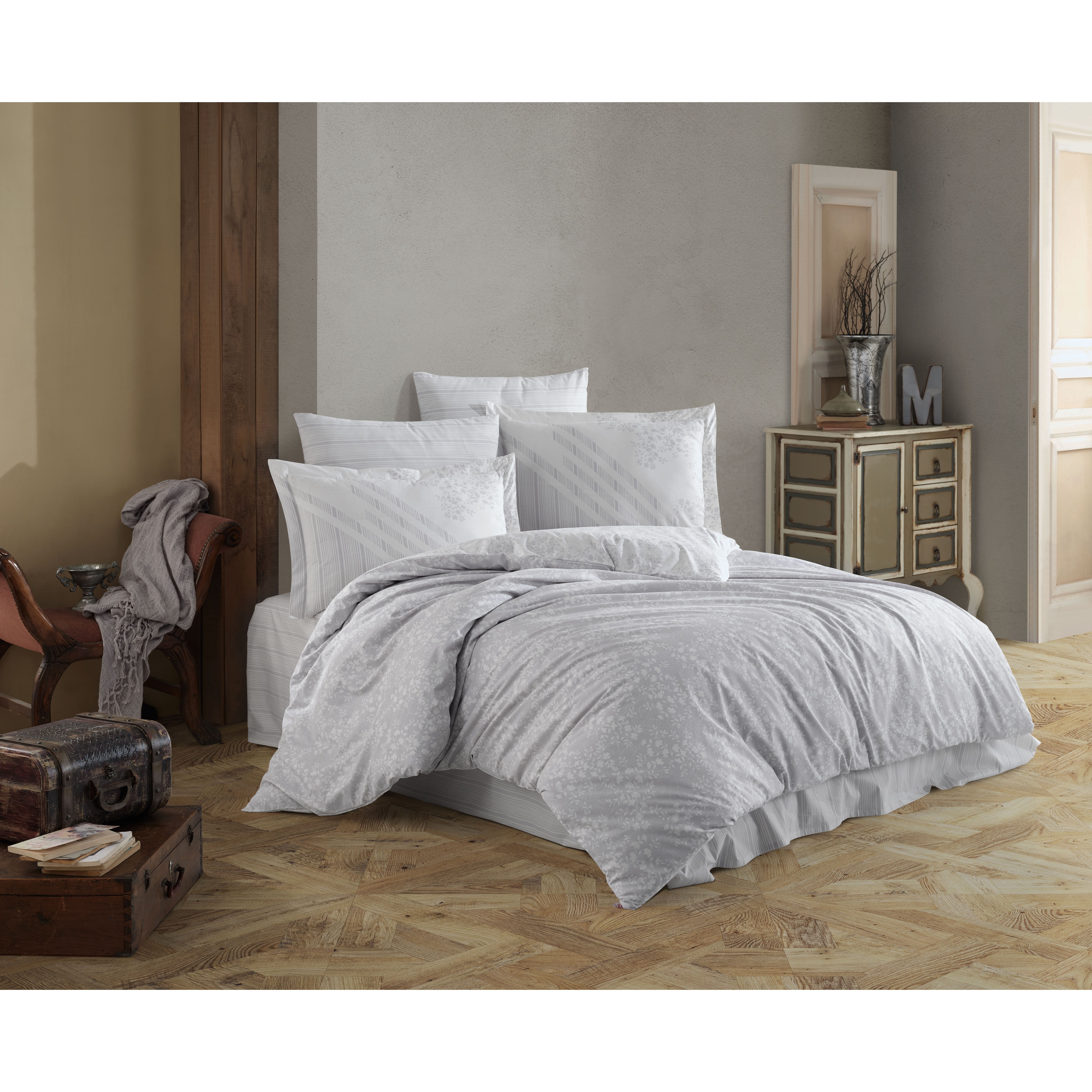 Комплект постельного белья Hobby Poplin Romance полуторный серый (606488_1,5) - фото 1