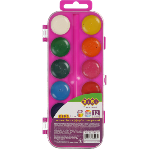 Акварельні фарби ZiBi Kids Line, 12 кольорів, рожевий (ZB.6544-10) - фото 1