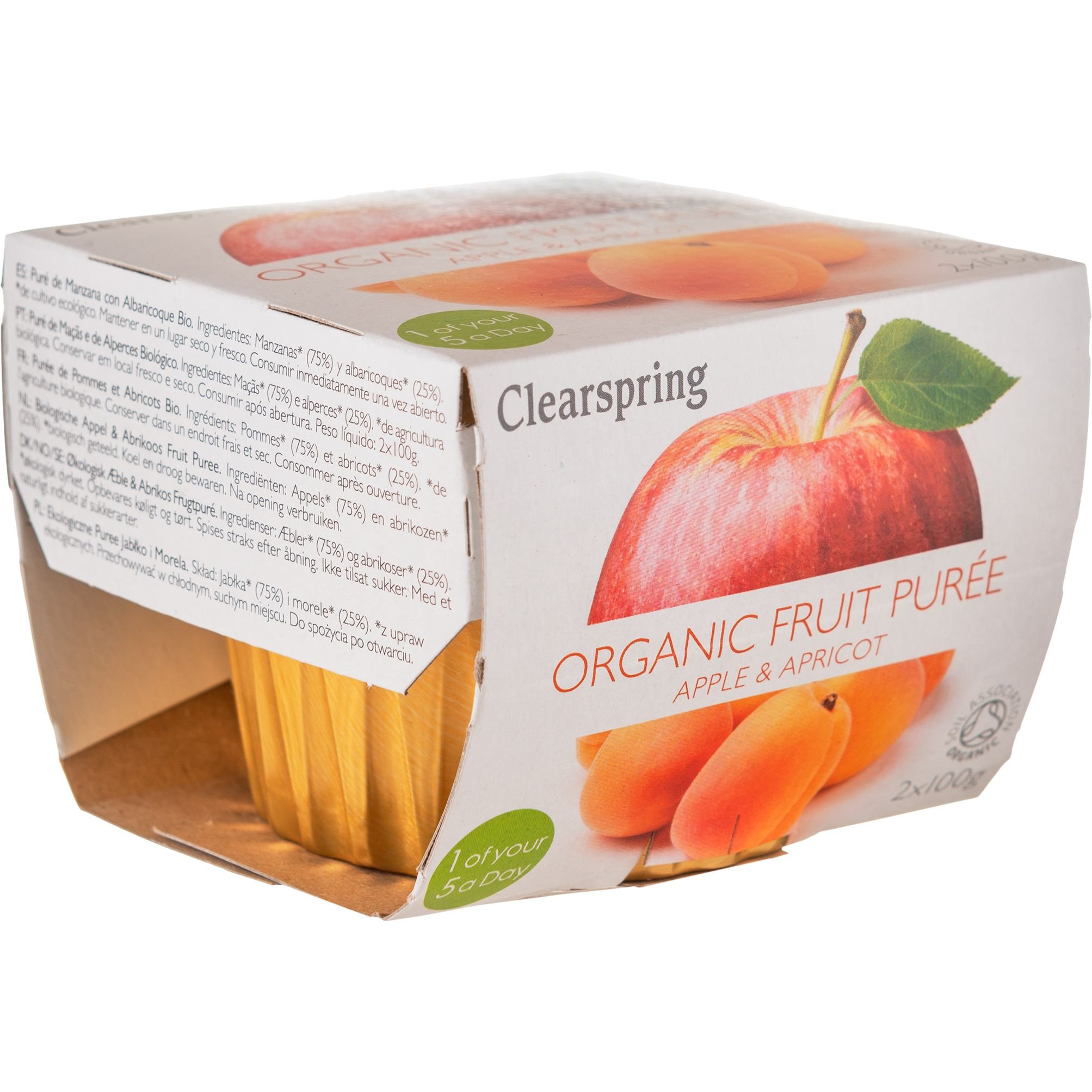 Пюре фруктовое Clearspring Яблоко и абрикос органическое 200 г (2 шт. х 100 г) - фото 1