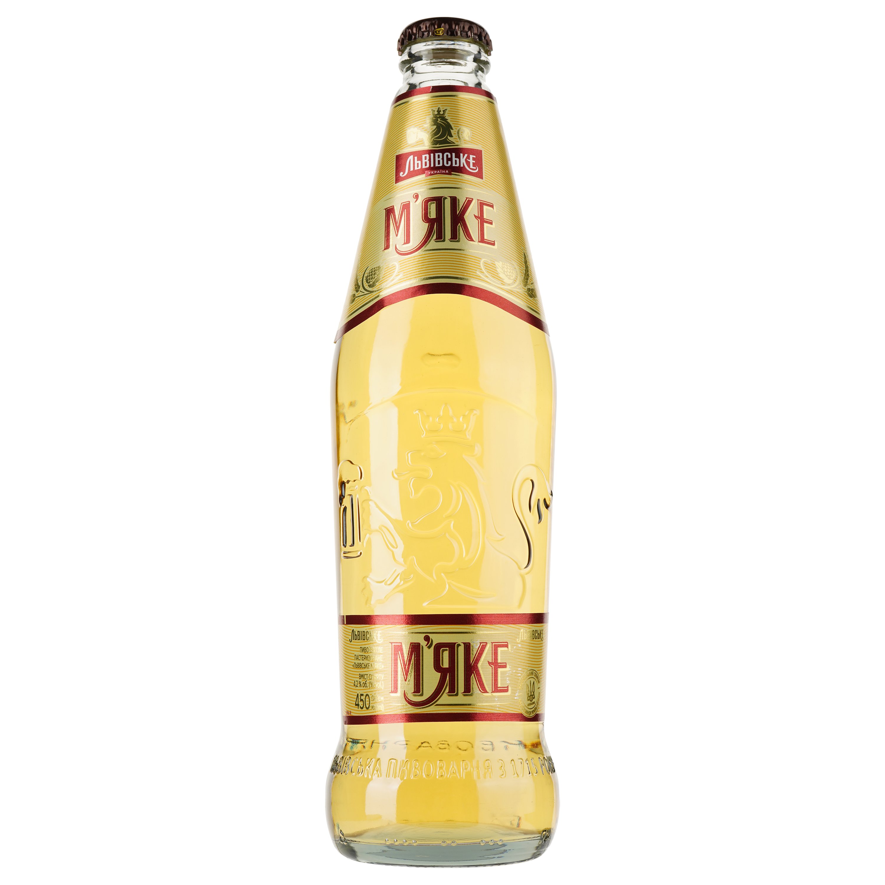 Пиво Львівське Мягкое, светлое, 4,2%, 0,45 л (908442) - фото 1