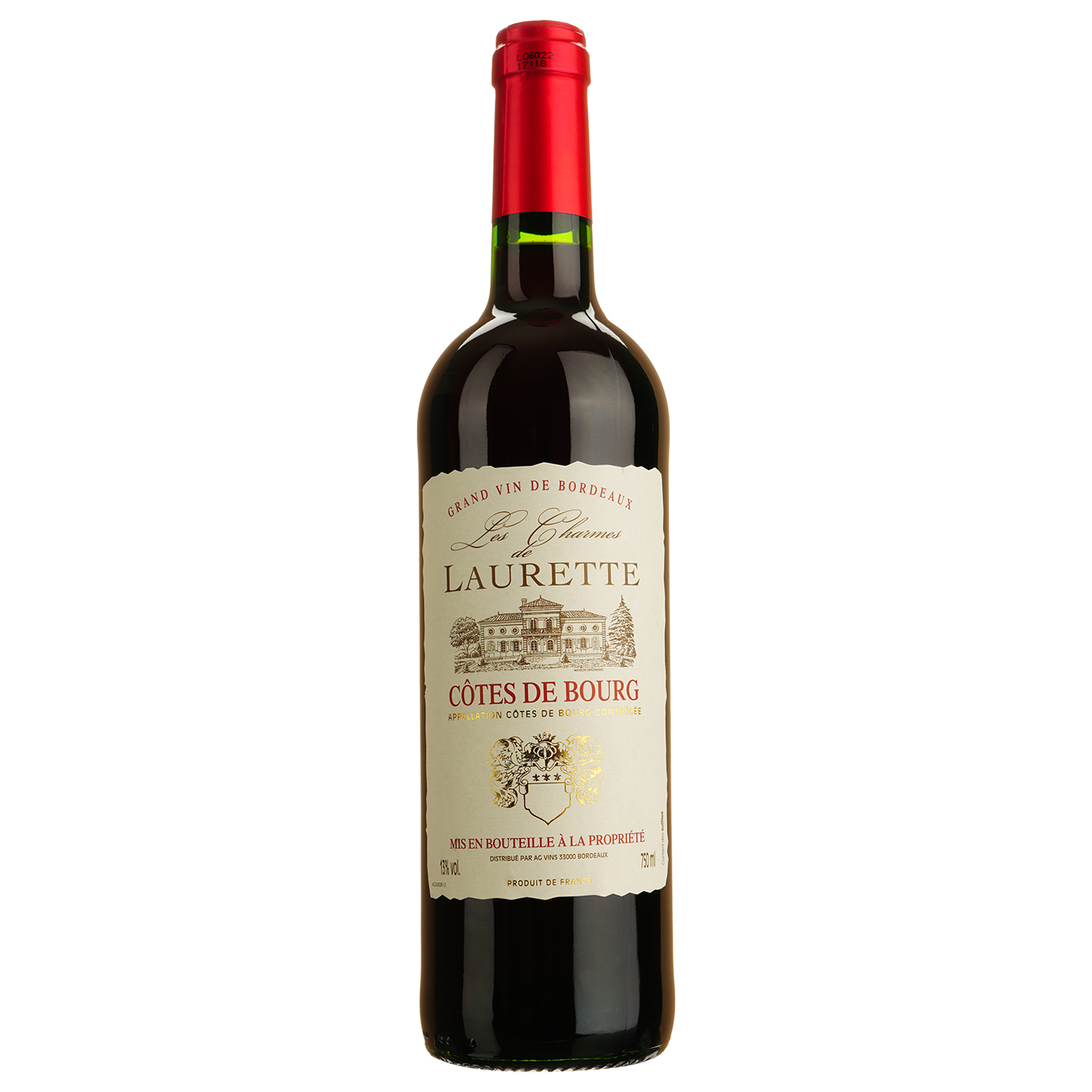 Вино Les Charmes De Laurette Cotes De Bourg AOP, червоне, сухе, 0,75 л - фото 1