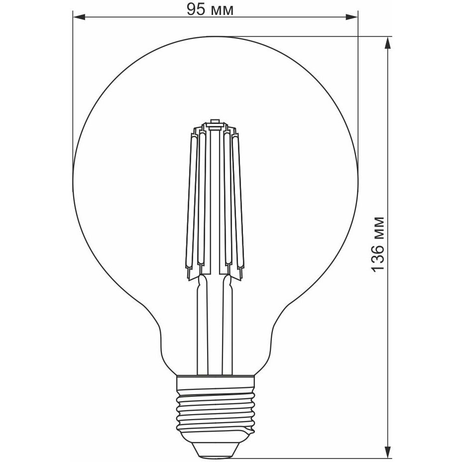 Светодиодная лампа LED Videx Filament G95FD 7W E27 4100K димерная (VL-G95FD-07274) - фото 3