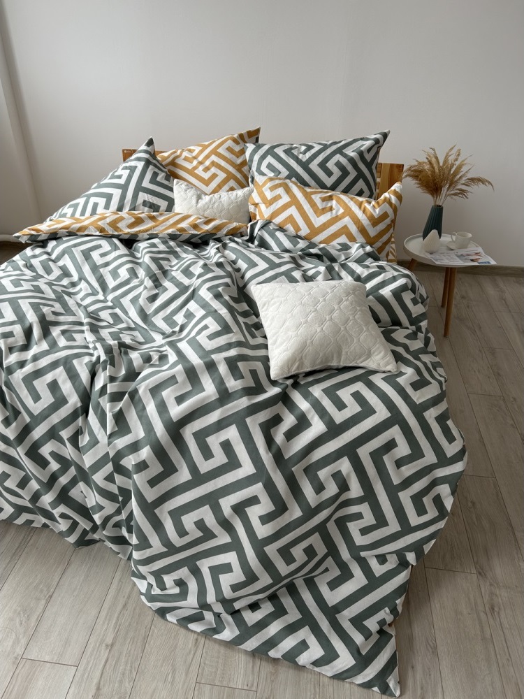 Комплект постельного белья ТЕП Happy Sleep Labyrinth семейный серый с коричневым (2-03797_24924) - фото 2
