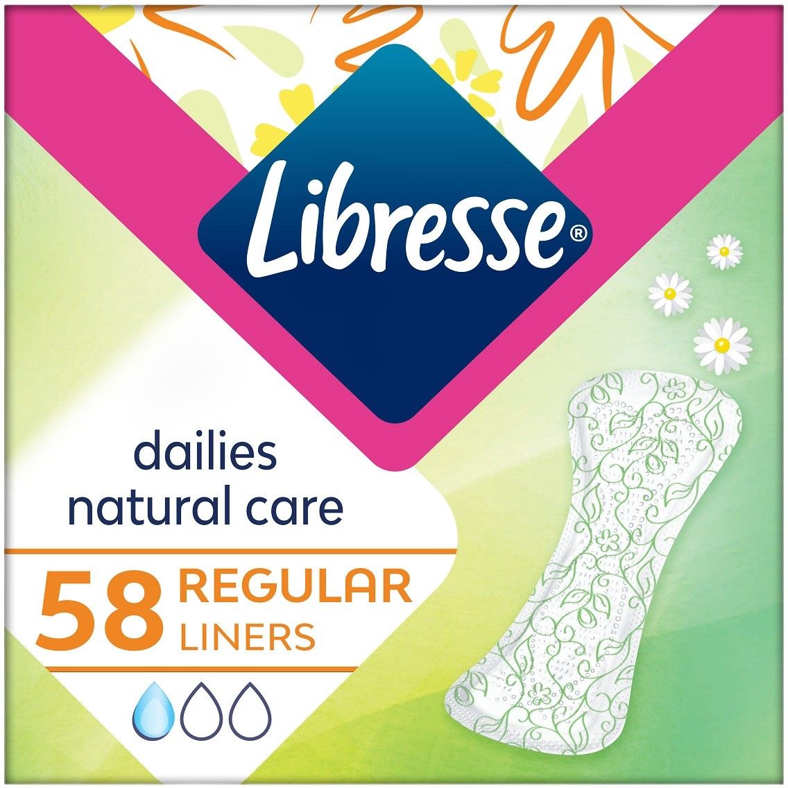Гигиенические прокладки Libresse Natural Care Normal ежедневные 58 шт. (9884) - фото 1