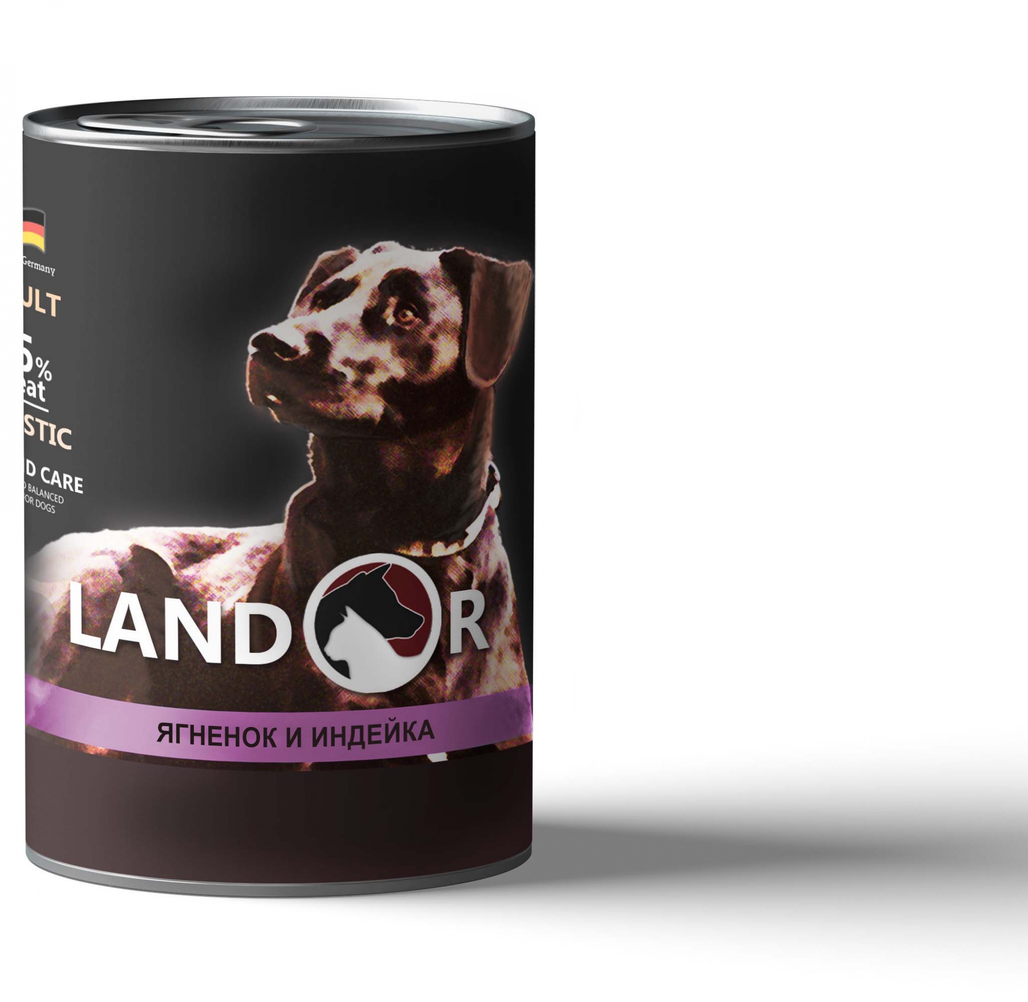 Вологий корм для собак Landor, ягня з індичкою, 400 г - фото 1