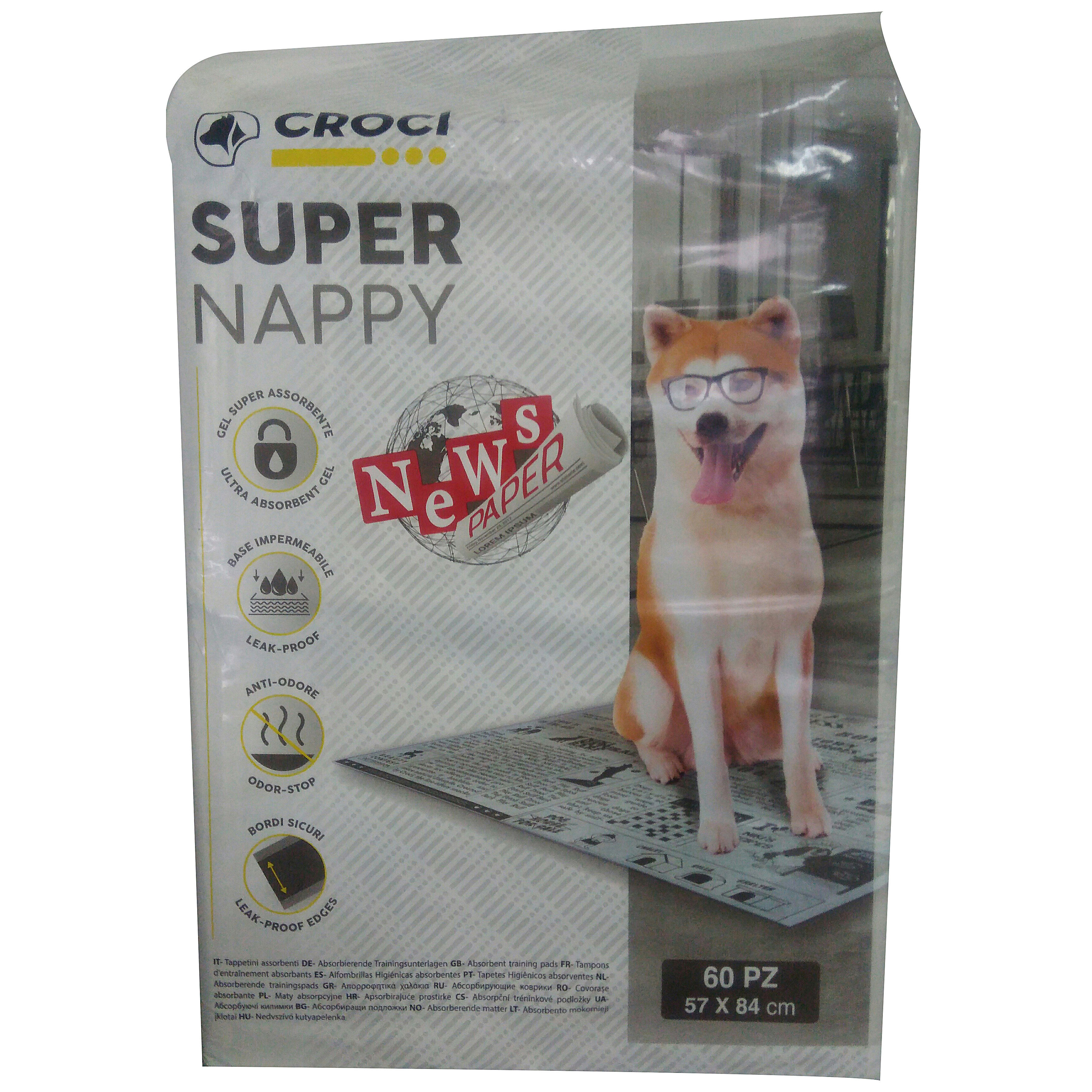 Пелюшки для собак Croci Super Nappy Newspaper одноразові 57х84 см 60 шт. - фото 1