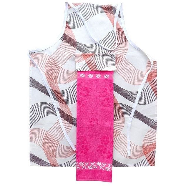 Набір для кухні IzziHome Eclectic фартух + рушник рожевий (607805) - фото 1