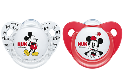 Пустышка силиконовая Nuk Trendline Disney Mickey, ортодонтическая, 6-18 мес., красный с белым, 2 шт. (3952950) - фото 1