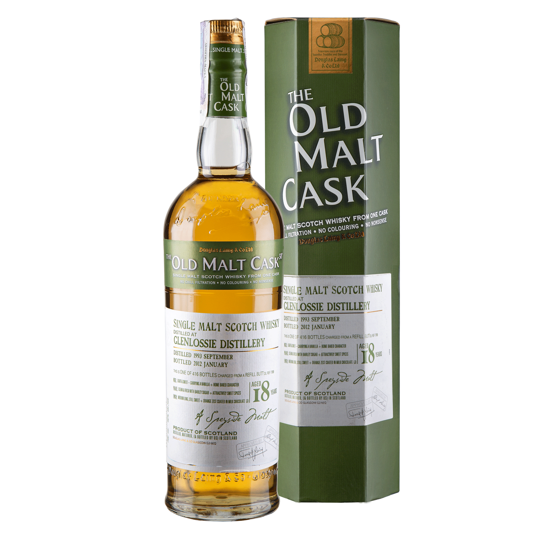 Виски Glenlossie Vintage 1993 18 лет Single Malt Scotch Whisky 50% 0.7 л - фото 1