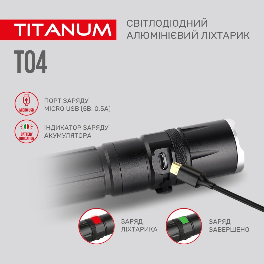 Фонарь портативный Videx Titanum 300 Lm 6500 K (TLF-T04) - фото 7