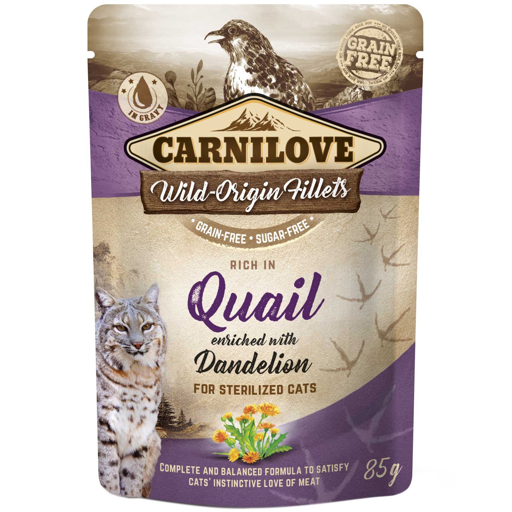 Вологий корм Carnilove rich in Quail enriched with Dandelion в соусі для стерилізованих котів 85 г - фото 1